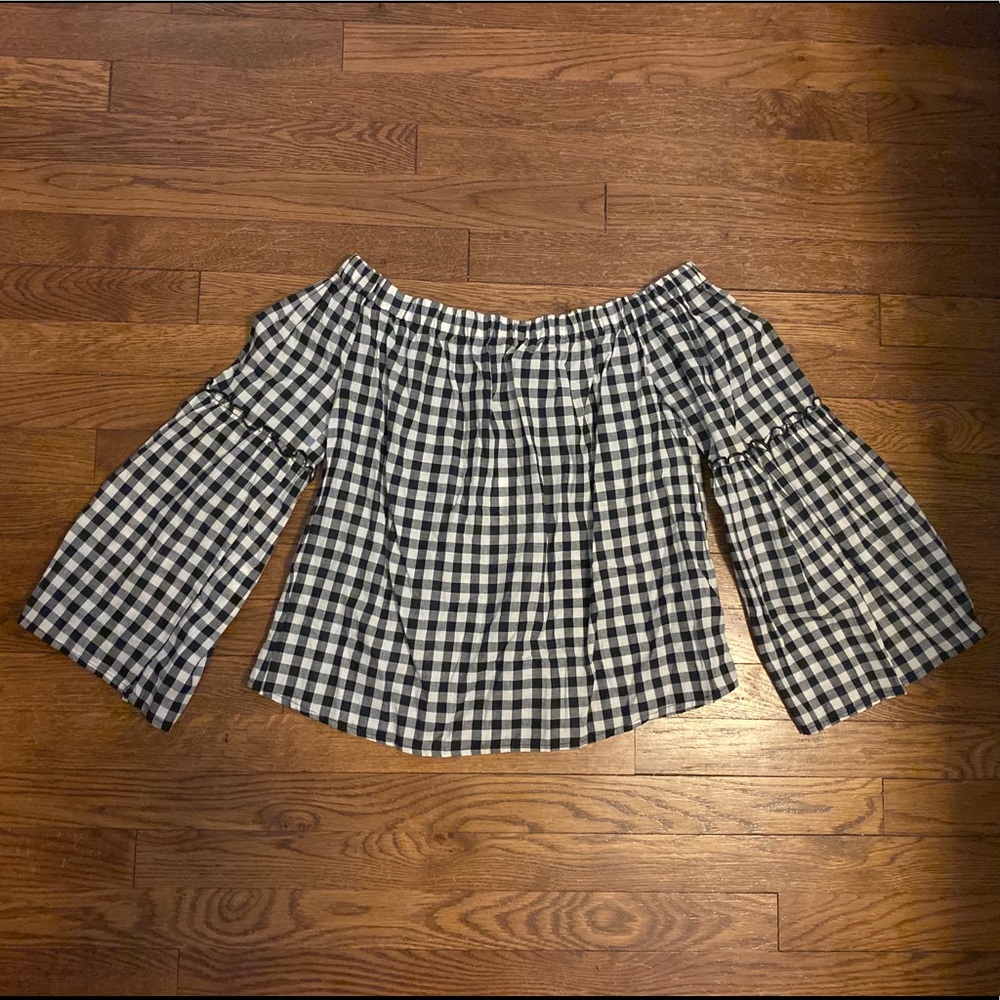 Gingham Off The Shoulder Top — NWT